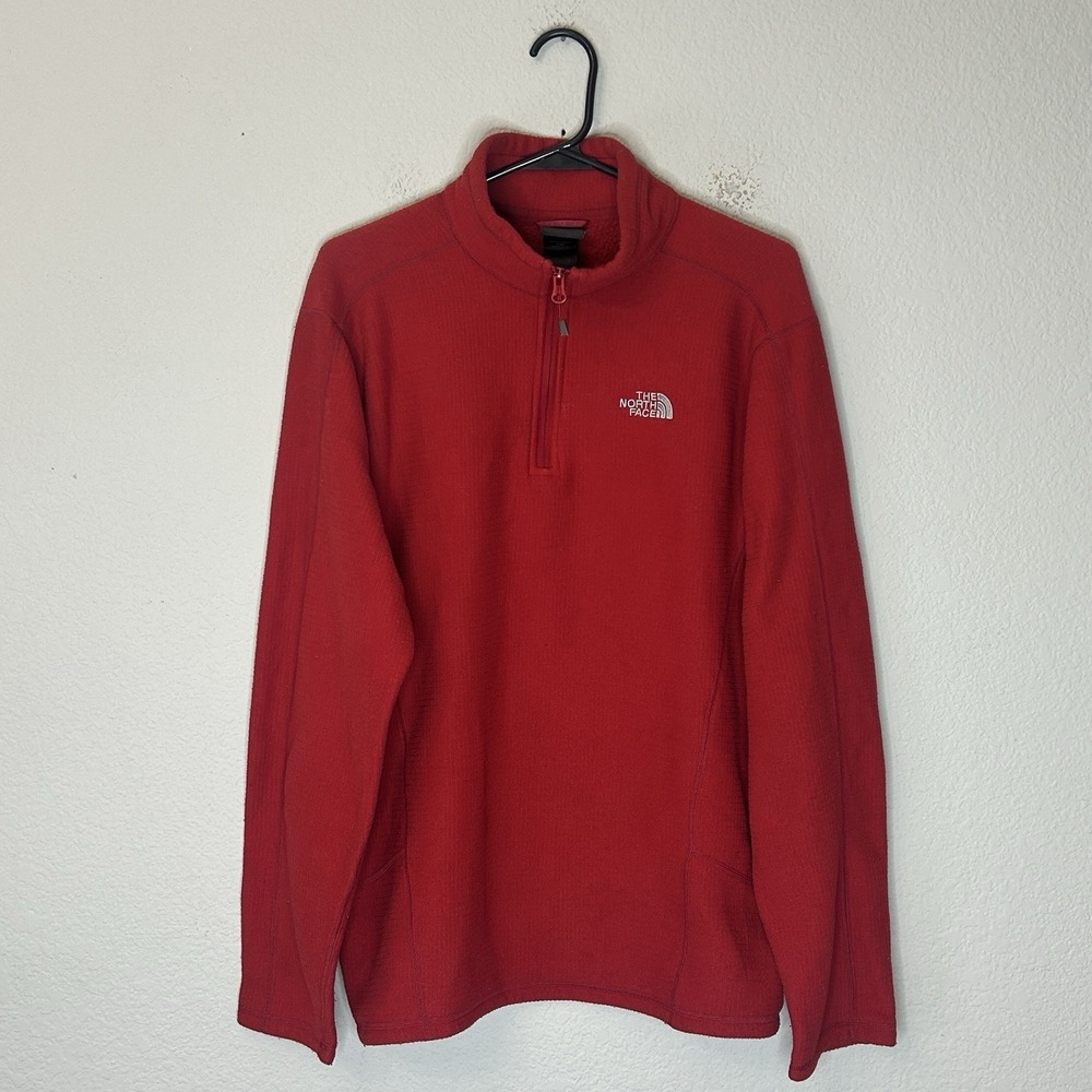 The North Face Men's Fleece 1/4 Zip Pullover Sweater Red Size L Outdoor Hiking
